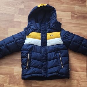CB Sports 4T Colorblock Puffer Jacket Blue Yellow Excellent Condition